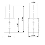 76mm - 60mm pole adaptor dimensions