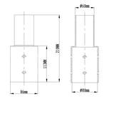 76mm - 60mm pole adaptor dimensions