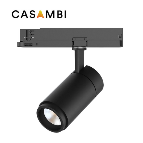 Casambi-enabled TR Series LED tracklight spotlight by Integrated Power, featuring wireless smart control for commercial lighting applications – ideal for galleries, retail spaces, and architectural projects requiring flexible, energy-efficient spotlighting solutions.