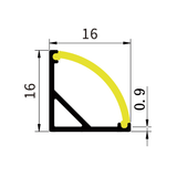 Curved surface mount extrusion dimensions