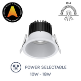 DLI Series LED Low Glare IC-4 Rated Downlight 18W with Power Selectable options