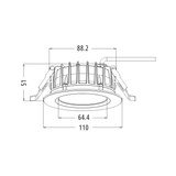 DLP Series IP65 LED Downlight 10W Dimensions