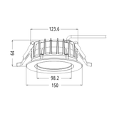 DLP Series IP65 LED Downlight 18W Dimensions