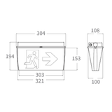 EL Series LED IP65 Exit Light Dimensions