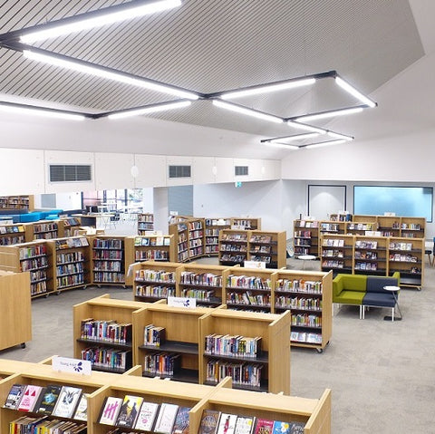 architectural led lighting in library-integrated power