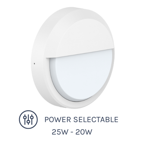 OYB Series IK10 LED Bulkhead with an eyelid 25W with Power Selectable options