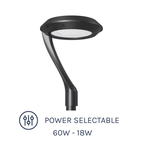 PT5 Series LED Poletop Light 60W Single Arm with Power Selectable options