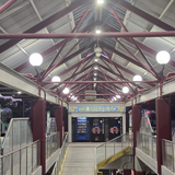 PT6 Series LED Poletop Light Opal Diffuser installed in a train station in Perth, WA