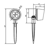Premiere Series LED floodlight ground spike 30w dimensions