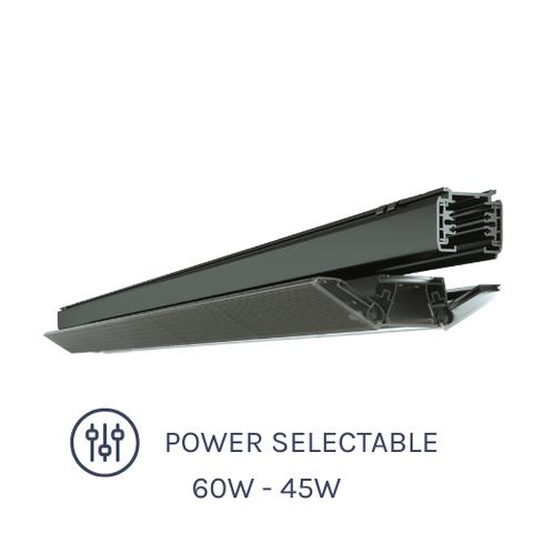 TR Series LED Linear Tracklight 60W Double Tilt with Power Selectable options