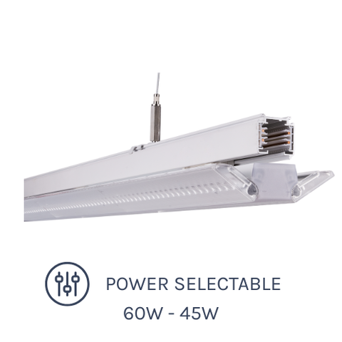 TR Series LED Linear Tracklight 60W Double Tilt with Power Selectable options