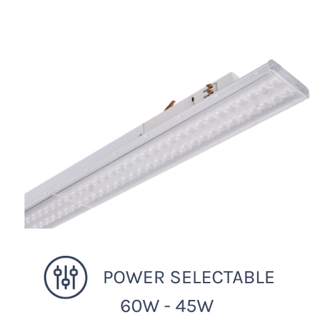TR Series LED Linear Tracklight 60W Fixed Tilt with Power Selectable options