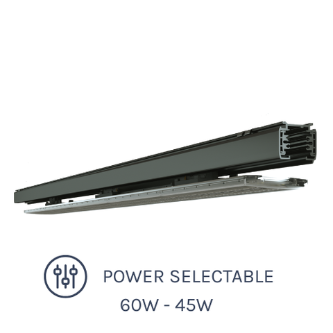 TR Series LED Linear Tracklight 60W Single Tilt with Power Selectable options
